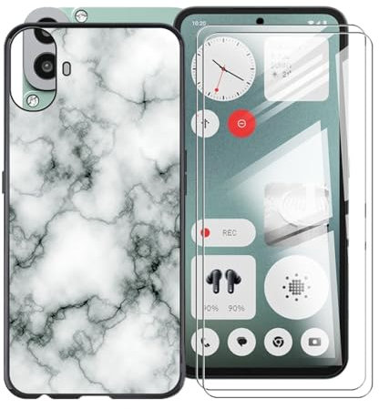 AQGGIIXY Hülle für Nothing CMF Phone 1 (6.67) +(2 Stück) Gehärtetem Glas Schutzfolie, Ultradünne Schwarz Kratzfest Weich Silikon TPU Bumper Schutzhülle Cover für Nothing CMF Phone 1 - WM73