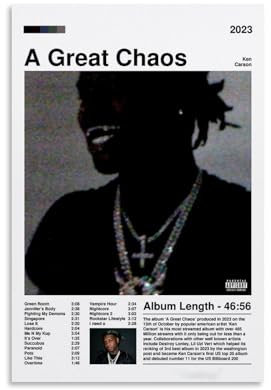 ZFHK Ken Poster Carson A Great Chaos, Musikalbum, Cover, Poster, Wandkunst, dekoratives Gemälde, Schlafzimmer, Gemälde, Poster, 40 x 60 cm, ungerahmter Stil