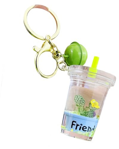 ZDHC Micro Landscape Cactus Liquid Keychain Creative Desert Plants Quicksand Keyring Car Keys Bags Pendant for Women Men