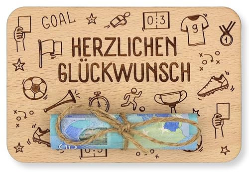 ZUKLA® kleine Verpackung für Geldgeschenke 12 x 8 cm - Spardose Fussball - Eine Originelle Idee, Geld zu Verschenken - Fussball Geschenke Jungen - Geschenke für Fussballfans