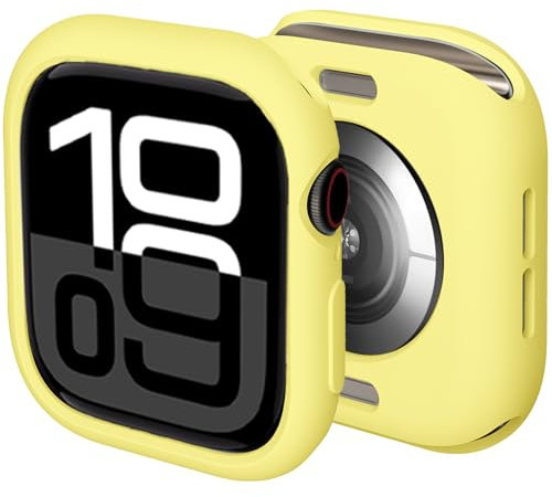Compatible con Apple Watch Series 10 de 46 mm y 42 mm, a prueba de golpes, de silicona TPU y resistente a los golpes, resistente a los arañazos, para mujeres y hombres (amarillo)