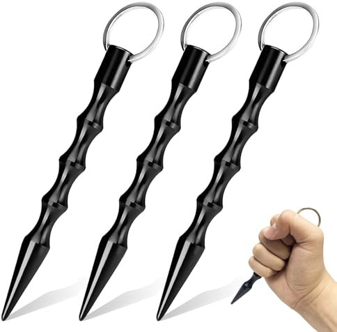 Alethron Selbstverteidigung Waffen Legal 3 Stück Self Defense Kubotan Selbstverteidigung Frauen Schlüsselanhänger Verteidigungs Waffen für Frauen Self Defense Keychain Weapons Schwarz