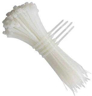 Bridas de nylon (40 uds) 3.6 x 200 mm, color blanco, para sujeción y organización de cables y objetos en proyectos de bricolaje y electricidad.