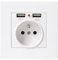 Fuworance 110-250V 16A Prise Murale avec 5V 2.1A 2 Ports USB Prise Murale Standard Encastrée Prise de Courant de Sécurité Ports de Charge USB de Type A 86 * 86mm Blanc