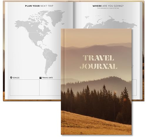 Reisetagebuch zum Ausfüllen für 6 Reisen mit bis zu 30 Reisetagen, Unser Travel Journal ist dein inspirierendes Tagebuch für Urlaub oder Weltreise, Perfektes Reise Geschenk für Weltenbummler, Englisch