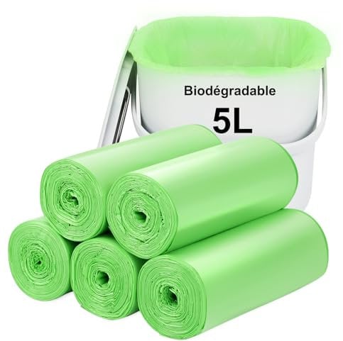 Bolsas de basura biodegradables 5L 120PCS: Pequeñas bolsas de basura Aievrgad/para cubo de basura de mostrador. Bolsas de basura, recicladas, resistentes, degradables, bolsas de compost para