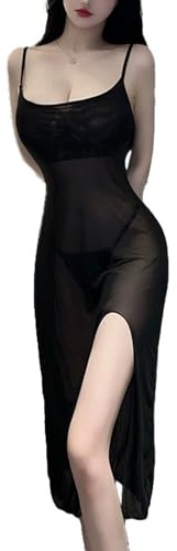 QNCLO Vestido de cosplay para mujer, lindo vestido kawaii ajustado camisola falda lencería (negro)