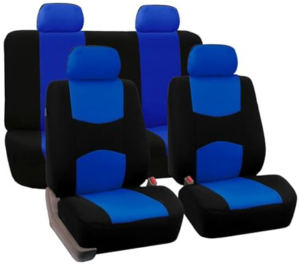 MeKnMoney Auto Sitzbezüge Set FüR Skoda Fabia 2000-2023 2024 2025 2026, 9 Stück Auto Vordersitze Sitzbezüge Sitzbezug Innenraum Schonbezüge,C/Black Blue