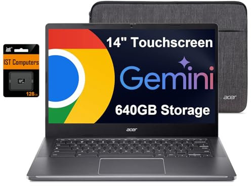 Acer Chromebook Plus 514 Laptop con Google AI (pantalla táctil FHD de 14 pulgadas, Intel 8-Core i3-N305, 8 GB de RAM, 640 GB de almacenamiento, almacenamiento en la nube de 2 TB) para negocios