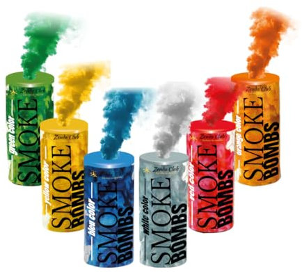 Lot de 6 Fumigènes à Main ± 50 Secondes Multicolores – Déclenchement à Mèche – Fumigènes Colorés à Tenir en Main – Catégorie F1 – ZENDA CLUB®