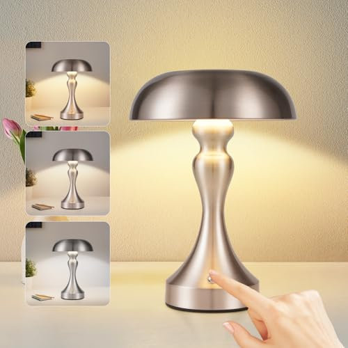 meoaow Lampada tavolo senza fili comodino a batteria - Lampada a LED touch dimmerabile retrò vintage batteria al nichel ricaricabile tramite USB lampade tavolo per davanzale soggiorno camera da letto