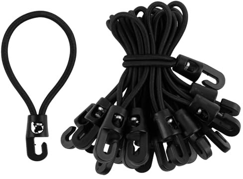 20 Pezzi Corde Elastiche Con Gancio, Corda Elastica Tenditore in Gomma Tenditori con Gancio Ganci Elastici Cinghie di Fissaggio per Telone Teloni Tenda Tende Rete da Campeggio Nero