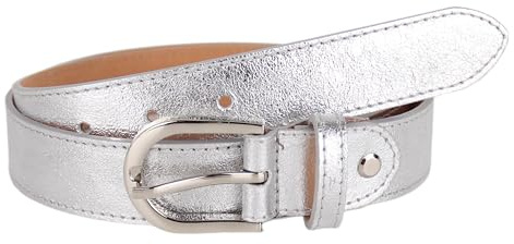 MIRROSI Ledergürtel Damen Herren Gürtel, Made in Italy, 3cm breit (Metalic Silber (Silberne Schnalle), 85cm)