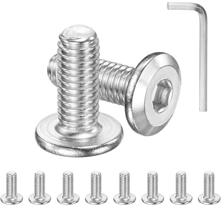 M METERXITY 10-Pack Flat Head Socket Cap Screws M6x15mm Stainless Steel | Hex Drive Fastener Kit with Hex Key, for Machine, Furniture, Automobile, Marine, Full Thread Hexagon Bolts