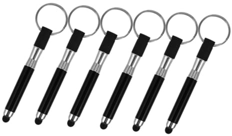 6 Stück Schlüsselanhänger Touchpen für Touchscreens aus Legierung Schwarz | Tablets, Hohe Präzision und Hohe Sensitivität, Multifunktional und Breit Kompatibel