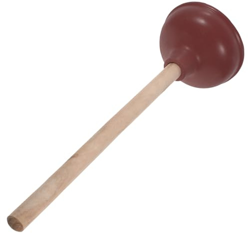Cabilock Heavy Duty Toilet Plunger with Wooden Handle Portable Bathroom Plunger for Effective Toilet and Drain Unblocking Strong Suction Rubber Cup Easy to Use