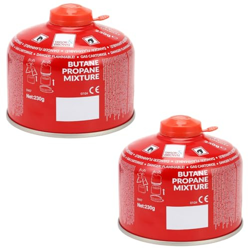 Greenfields 230g Propane Butane Gas Cartridge – EN417 Screw-On Resealable Camping Stove Fuel for Portable Cookers, Gas BBQs, Blowtorches & Outdoor Cooking