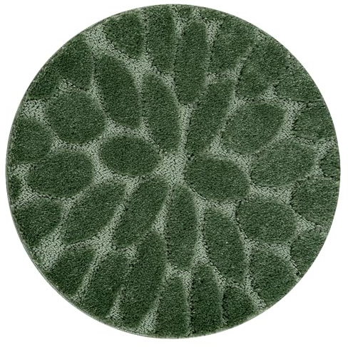 rugsx Badteppich SUPR Stones, Steine, Badematten rutschfest, weich & waschbar, für Fußbodenheizung geeignet, grün Kreis 50 cm