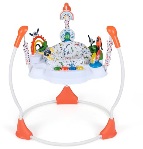 COSTWAY Baby Activity Center, Baby Jumpers & Bouncers with 360° Rotary Seat, Music, Lights, 3 Adjustable Heights, Interactive Toys, for Ages 6 Months + (Orange)