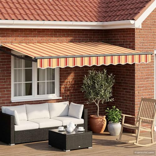 QUAHEAS Tenda da sole elettrica estensibile 3,5 x 2,5 m, con illuminazione a LED, sensore meteo, telaio in alluminio, tessuto idrorepellente, braccio articolato motorizzato, per terrazza, balcone
