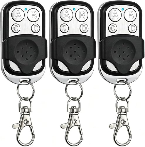 3 Mando Garaje Universal 433.92MHz, Mando a Distancia Clonador+4 Botones | Duplicador de Mandos de Garaje Código Fijo para Puerta de Garaje y Parking