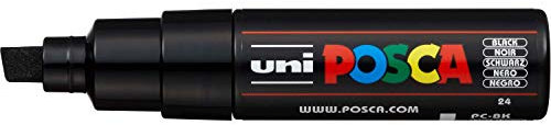 Uni Posca PC8K Filzstift breite Spitze 8 mm Strichbreite 6 Stück schwarz