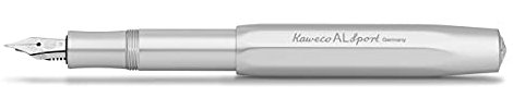 Kaweco AL SPORT Füllhalter Silver I Premium Aluminium Füllfederhalter für Tintenpatronen mit hochwertiger Stahlfeder I Füllfederhalter 13 cm I Füller in Silber I Federbreite: BB (Extra Breit)
