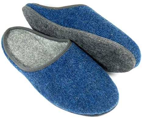 Pantoffelmann Pantofole in feltro con suola in feltro | Blu navy | Taglia 45 | Pantofole in feltro traspiranti e comode per donna e uomo | Pantofole eleganti e calde