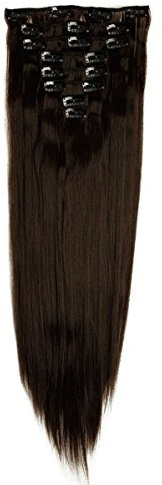 S-noilite Clip In Extensions Haarverlängerung Glatt 8 Teiliges SET 18 Clips 8Pcs Voller Kopf Wie Echthaar 66cm Dunkelbraun
