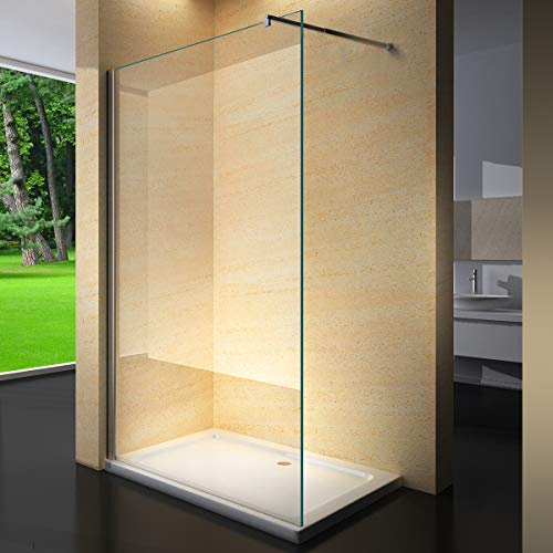 Yellowshop - Parete Doccia Fissa Walk In Cristallo 8 MM Trasparente O Satinato Opaco Box Cabina Bagno Misure Cm 70 80 100 120 140 (Cm 120, TRASPARENTE)