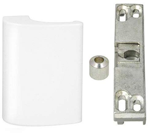 Set Aluminium Balkontürgriff/Terrassentürgriff de Luxe - weiß RAL 9016 + Balkontür Terrassentür Fenster Schnäpper für Schüco - Rehau Fenster