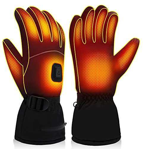 Mermaid Beheizte Handschuhe mit 7.4V-Akkus, Herrenhandschuhe für chronisch kalte Hand, Handwärmer-Handschuhe Erhitzte Motorradhandschuhe für Geschenke, Jagd, Arbeiten im Freien(Schwarz L)