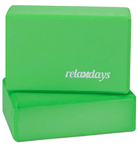 Relaxdays Pack de 2 Bloques de Yoga, Adultos Unisex, Verde, 8 x 23 x 15 cm