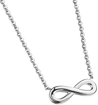 MENDOZZA Infinity Hals-Kette Unendlichkeit Anhänger Edelstahl 18 Karat Damen-Schmuck 46 cm (Silber, 46)