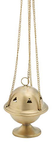 MaMeMi Qualitäts-Weihrauchfass aus Messing, Gold. [Handarbeit, Höhe 10 cm] matt. Zum tradtionellen Räuchern mit Räucherkohle