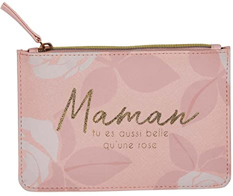 DRAEGER Paris - Petite Pochette à Zip Aussi Belle qu'une Rose - 20 x 13 cm - Rose - Pochette de Rangement, Trousse de Maquillage, Accessoire de beauté, Format Voyage, Idée Cadeau pour Femme
