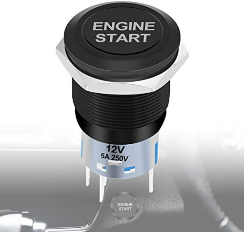 Startknopf Zündschloss, Engine Start Button, KFZ Startknopf, Motor-starttaste, Starterknopf Anlasser, 12v Wasserdichter LED-tastenschalter Zündstarter Ein/aus Auto-motortaste(schwarz)