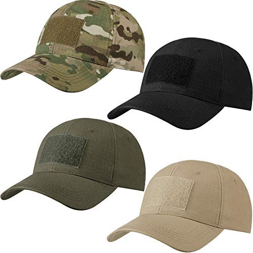 Geyoga 4 Stück Taktische Armee-Hüte, verstellbar, Militär-Patch, atmungsaktiv, Baseballkappe für Männer und Frauen im Freien, Klassische Farben, Einheitsgröße