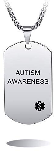 MOWOM Medical Personalisierte Halskette mit ID-Anhänger aus Edelstahl SOS Medizinische Notfallkette für Männer Frauen mit Notfallkarte - A1: Silver Horizontal