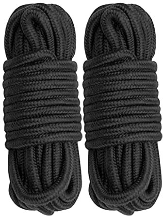 Cosymate Weiches Baumwollseil zum Binden, vielseitig verwendbar, dicke Baumwolle, gedrehter Knoten, 8 mm Durchmesser, 5 m lang, 2 Stück, schwarz