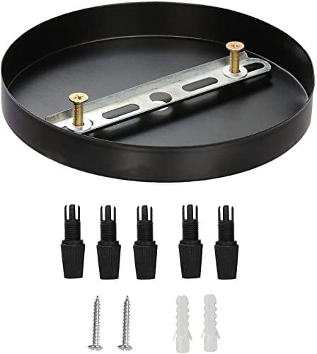 GXF 1/8 Ceiling Lighting Modern Canopy Kit, Black Ceiling Light Cover Plate DIY Pendant Light Fixtures Chandelier Kit with Mounting Hardware Includes Loop, Cross Bar and Mounting Screws