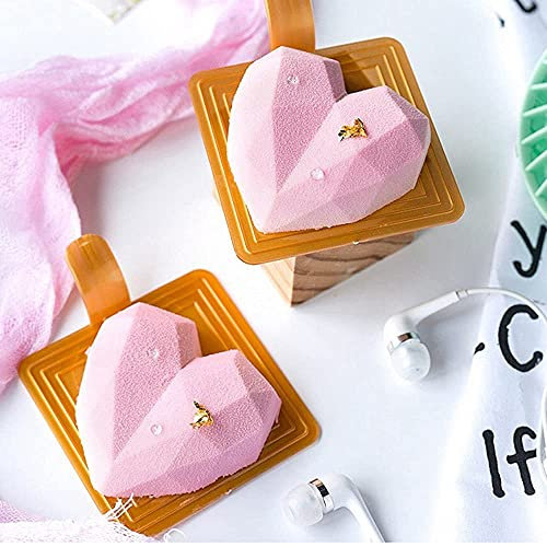 8 stampi in silicone a forma di cuore con diamanti a forma di cuore per torte di spugna Mousse Cioccolato Dessert Bakeware Stampo per pasticceria