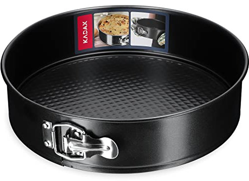 KADAX Tortenform, Ø 21,5cm-30cm, Springform aus verzinkten und Antihaftschicht Blech, runde Backform, Kuchenform mit Flachboden, auslaufsicher (∅ 28cm, Schwarz)