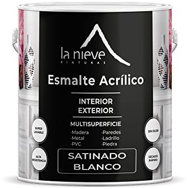 Pinturas la Nieve Esmalte acrílico satinado multisuperficie interior y exterior (750 mililitros, Blanco)