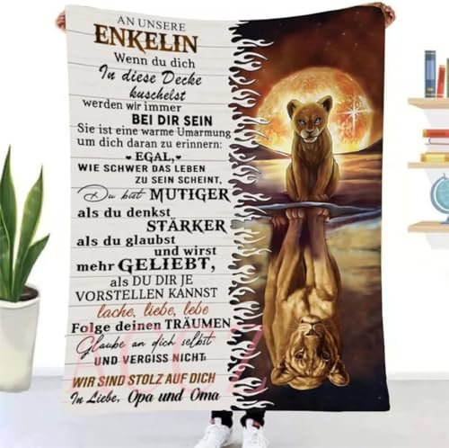 Kuscheldecke Personalisierte Decke An Unsere Enkelin von Oma Opa,Geschenk Enkelin Flauschige Weich Plüsch Decke Flanell sofadecke Mikrofaser Wohndecke Warme Couch Decken