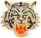 Broche en forme de tête de tigre en strass pour homme, broche punk lion pour homme, broche pour costume de tigre, Métal, Strass