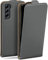 moex Flip Case für Samsung Galaxy S21 FE 5G Hülle klappbar mit 360 Grad Schutz, Handyhülle mit Displayschutz, PU Leder Handytasche Lederhülle, Flip Case Cover Klapphülle, Grau