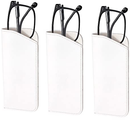 3 Stück Brillenetui Weich, Cortex Brillenetui, Soft Slip in Pouch Holder Case Bag, Sonnenbrillen Etui Brillentasche Tragbar Sonnenbrillen Beutel Lesebrillenetui für Damen Herren (Weiß)