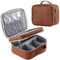 Joligrace Double Layer Makeup Bag Cosmetic Case Vanity Travel Beauty Box Make Up Train Case Hairdressing Tools Organiser with Adjustable Compartment, Brown