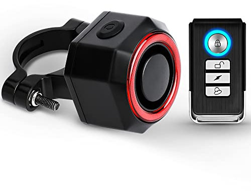 Actpe Smart Anti-Theft Bike Alarm with Tail Light Rechargeable, Warning Electric Horn, Bike Finder with Remote Controller, IP64 Waterproof Electric Mountain/City Bike Accessories Kit, 1 Remote